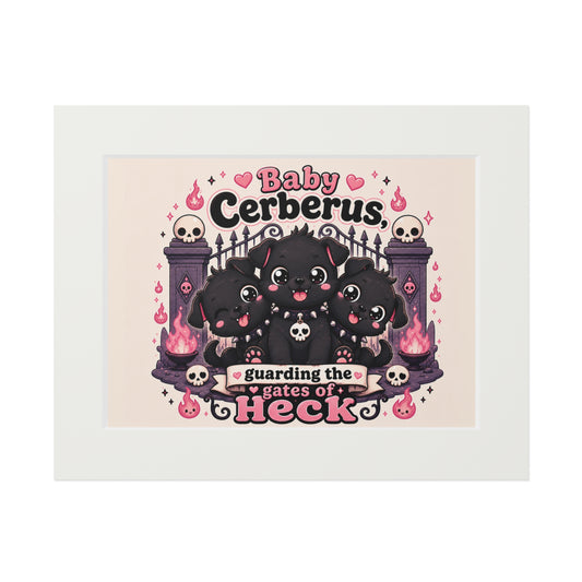Fine Art Print — "Baby Cerberus: Guarding the Gates of Heck" (Passepartout)