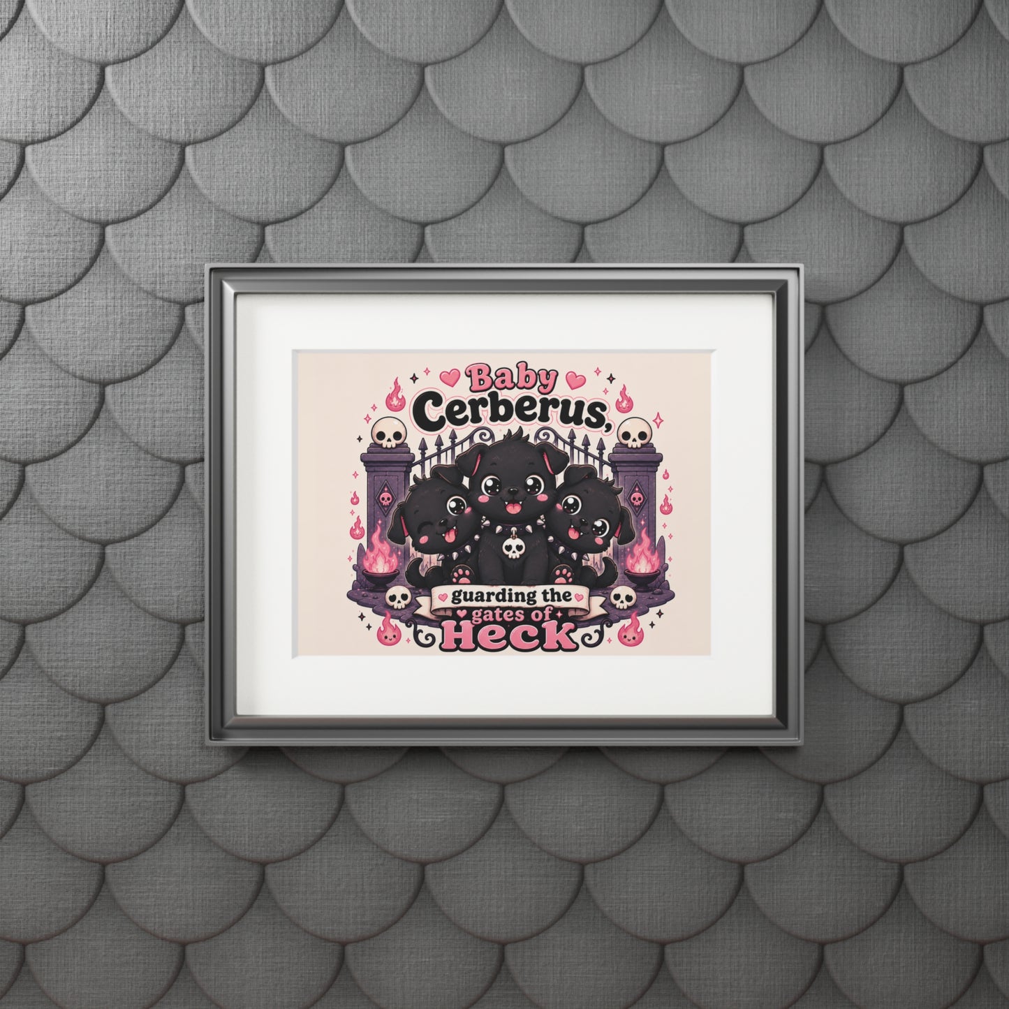 Fine Art Print — "Baby Cerberus: Guarding the Gates of Heck" (Passepartout)